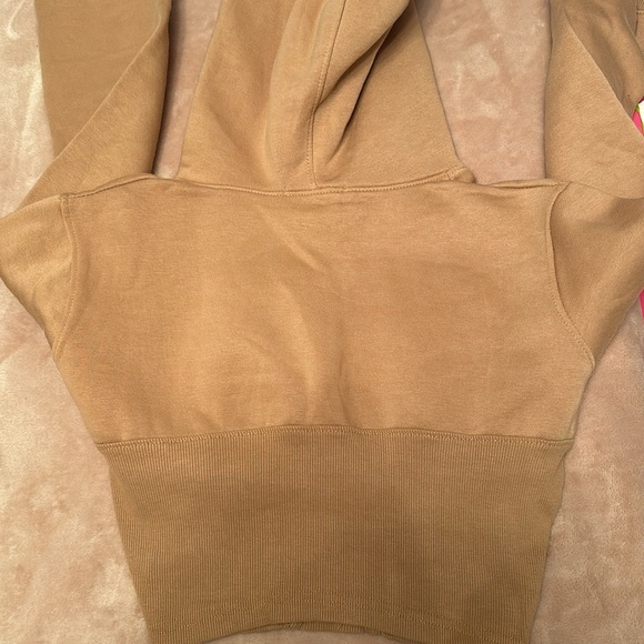 Missguided Camel Brown Corset Detail Cropped Hoodie Size US 2 NWOT - Picture 8 of 9